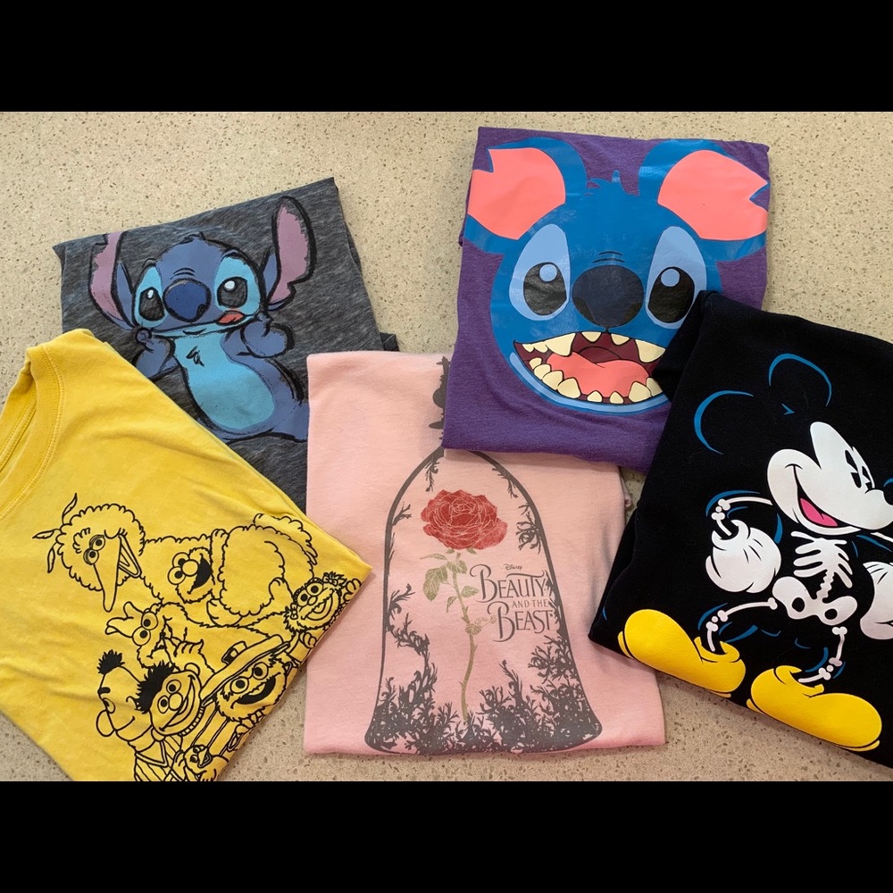 Set of five graphic Disney tshirts for women
